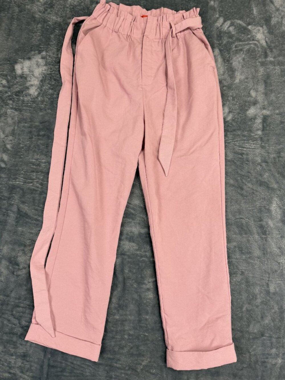 Cartonnier Womens Pink Paperbag Waist Tie Belt Pants Size XS